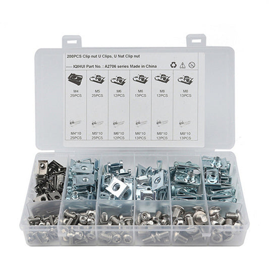 Motorcycle Fairing Bodywork Panel Fasteners U Clips Nuts M4 M5 M6 M8 200Pcs/Box Q