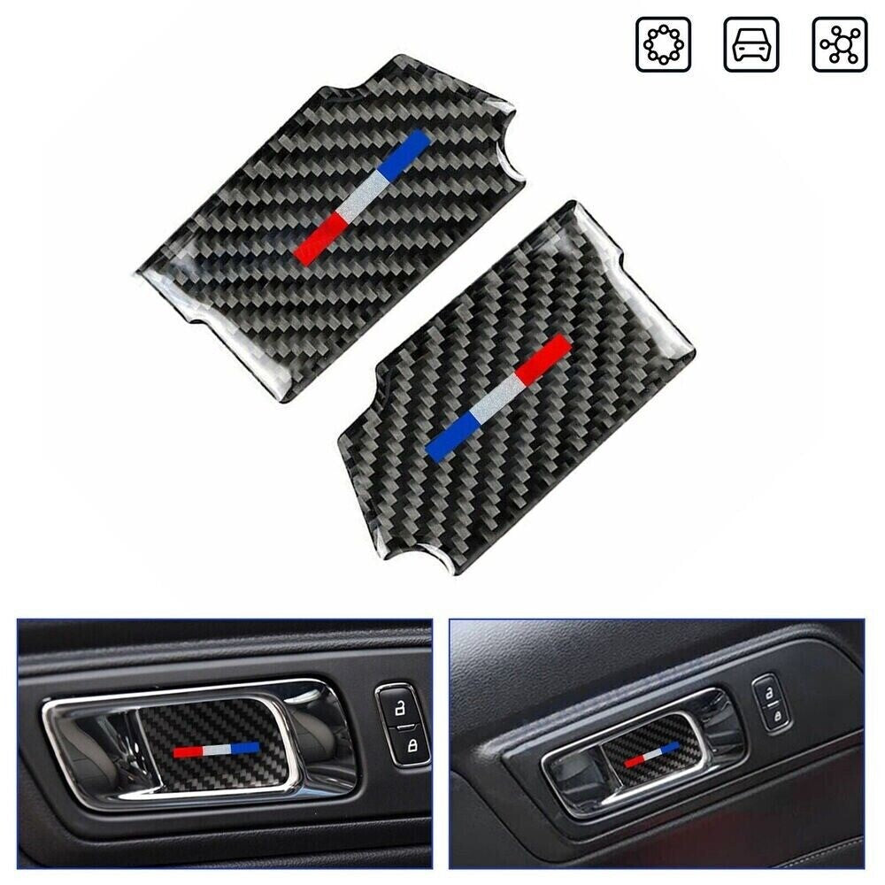 Carbon Fiber 3-Color Bar Door Handle Bowl Cover Fits for Mustang 2015- New n