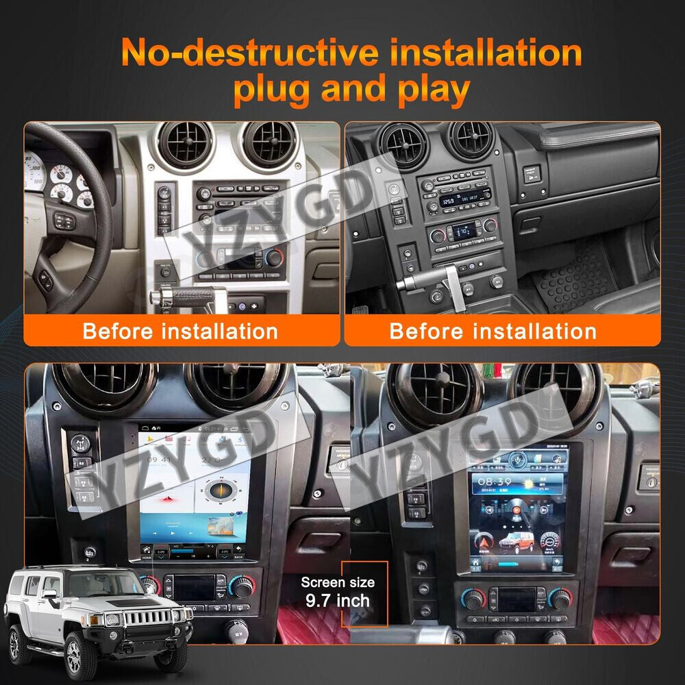 for Hummer H2 2004-2007 Stereo Android Car Radio CarPlay Receiver Screen 64GB