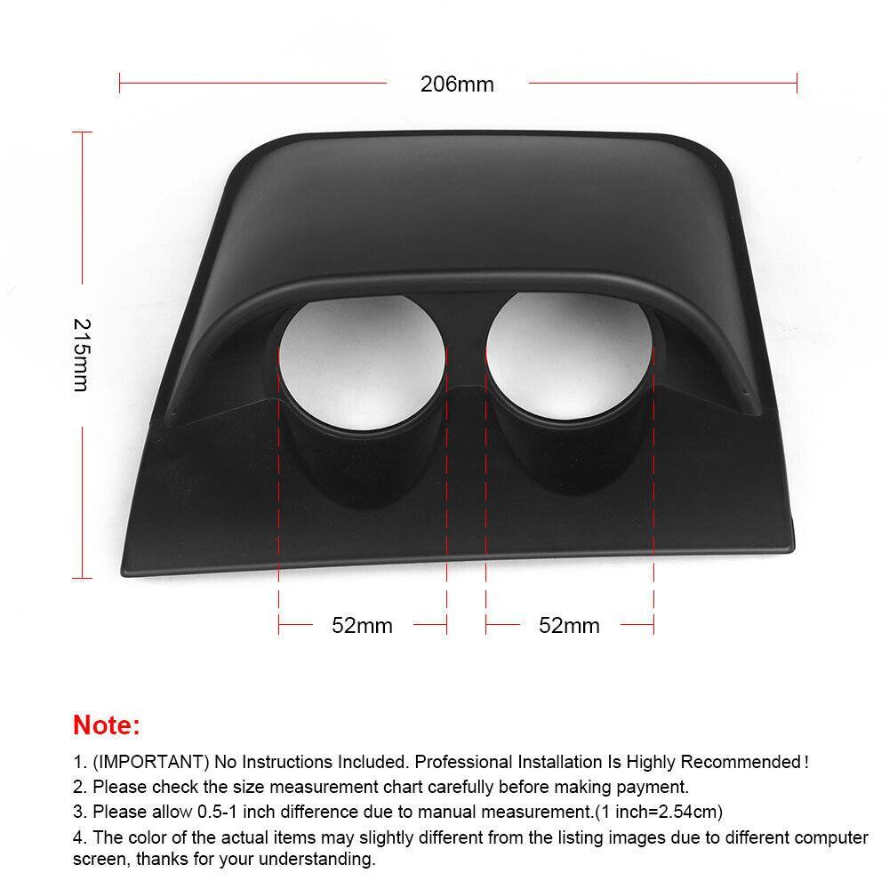Car SUV Dual-Hole Dashboard Mount, Black, 2-inch 52mm - n