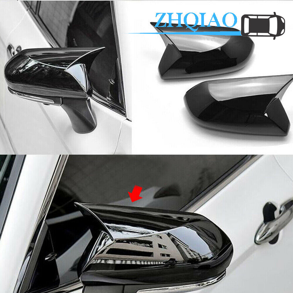 2PCS Gloss Black ox Horn Rear View Mirror Cover Trim Fit for Toyota for Camry 2018-2019