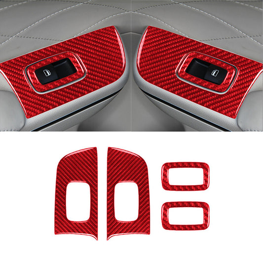 4-Piece Red Carbon Fiber Rear Window Cover Trim for Chrysler 300 (2015-2022)