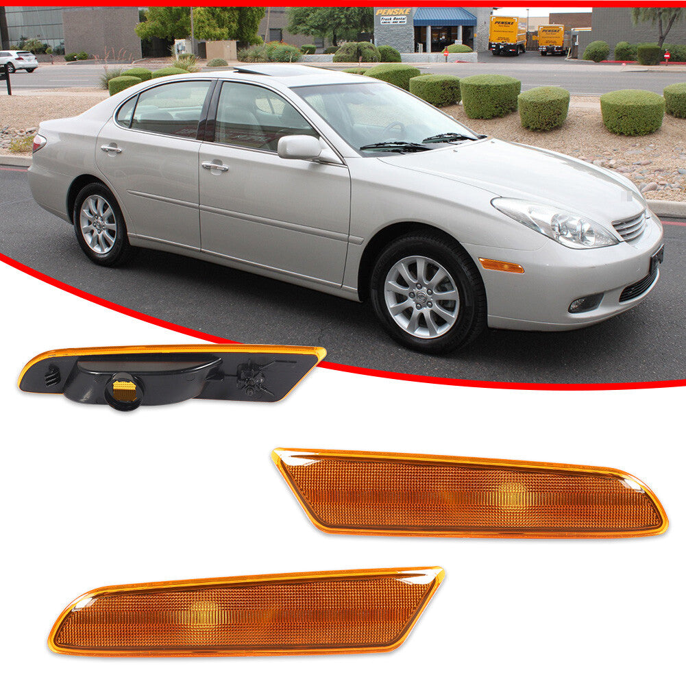 Amber Front Fender Side Marker Light Housing Cover Set for for Lexus ES300 ES330 - v
