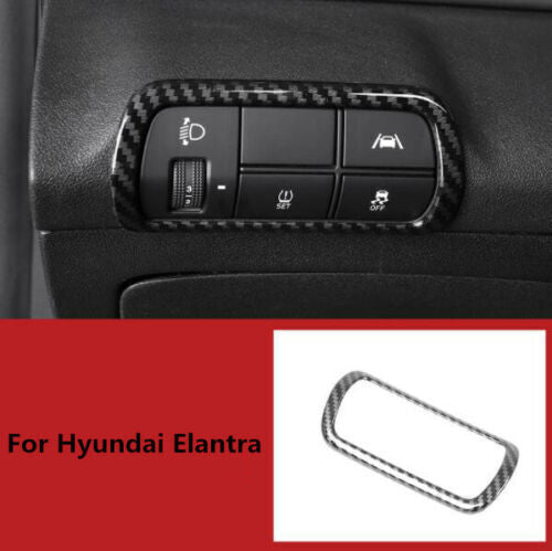 Carbon Fiber ABS Headlight Switch Button Frame Trim for Hyundai for Elantra 2021-23