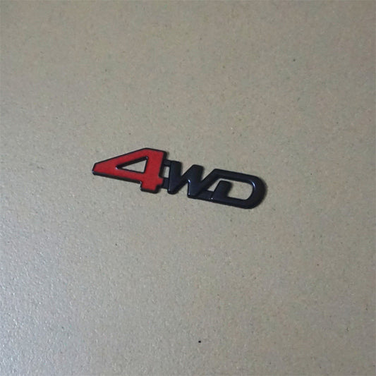 1x Matte Black Red Small 4WD Metal Emblem Decal Sticker Badge Trunk Car Tailgate Q