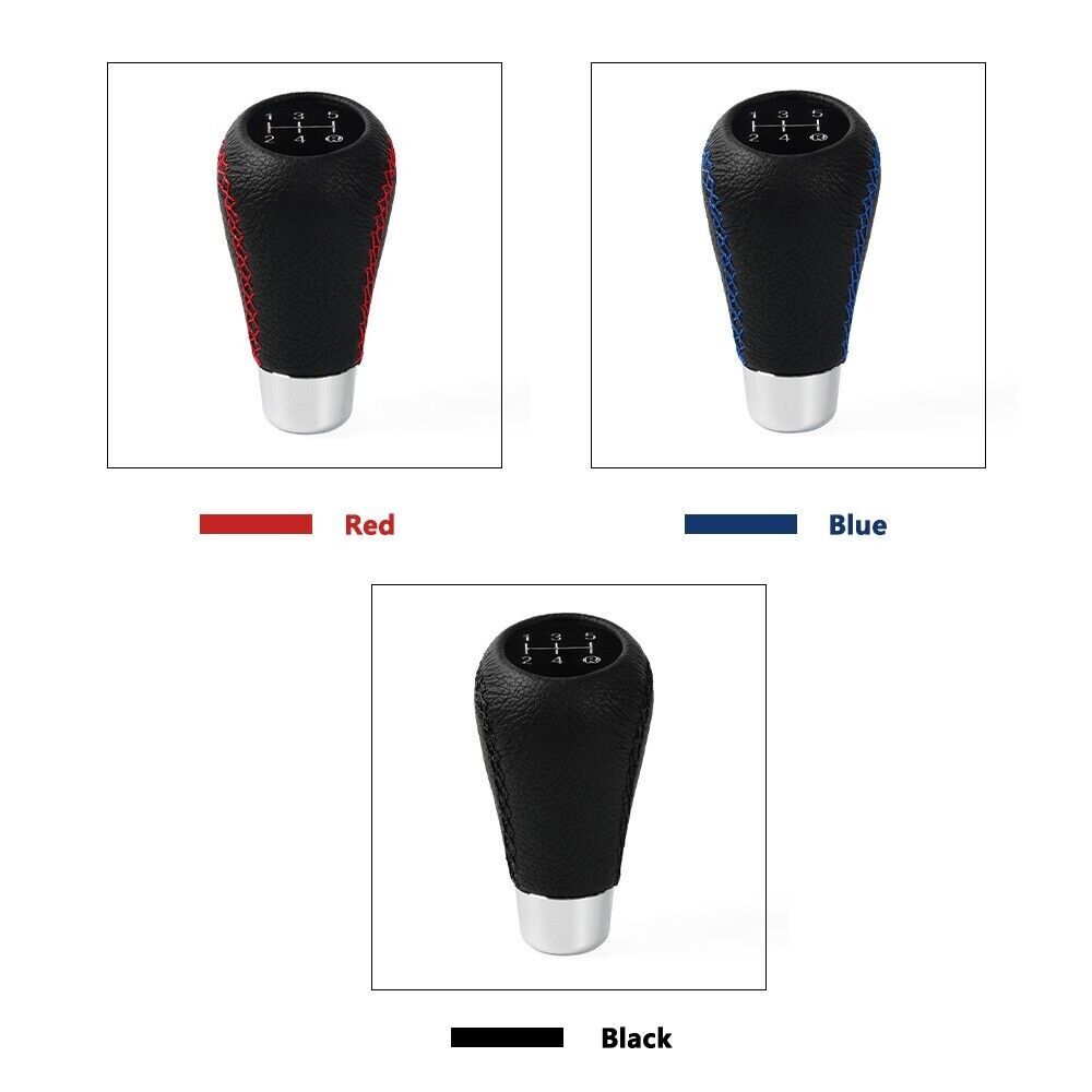 Black Leather 5 Speed Manual Car Gear Stick Shifter Shift Knob Lever Universal