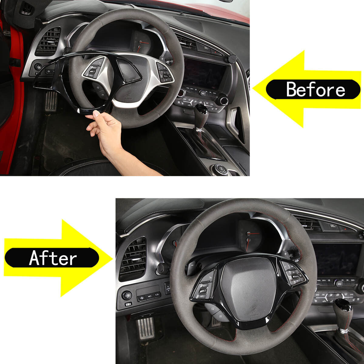 Interior car steering wheel cover trim accessory suitable for Corvette C7 2014-2019 Q