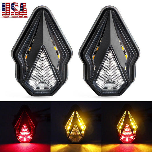 2x Motorcycle Flush Mount LED Turn Signals Indicator Blinker Lights Flowing DRL
