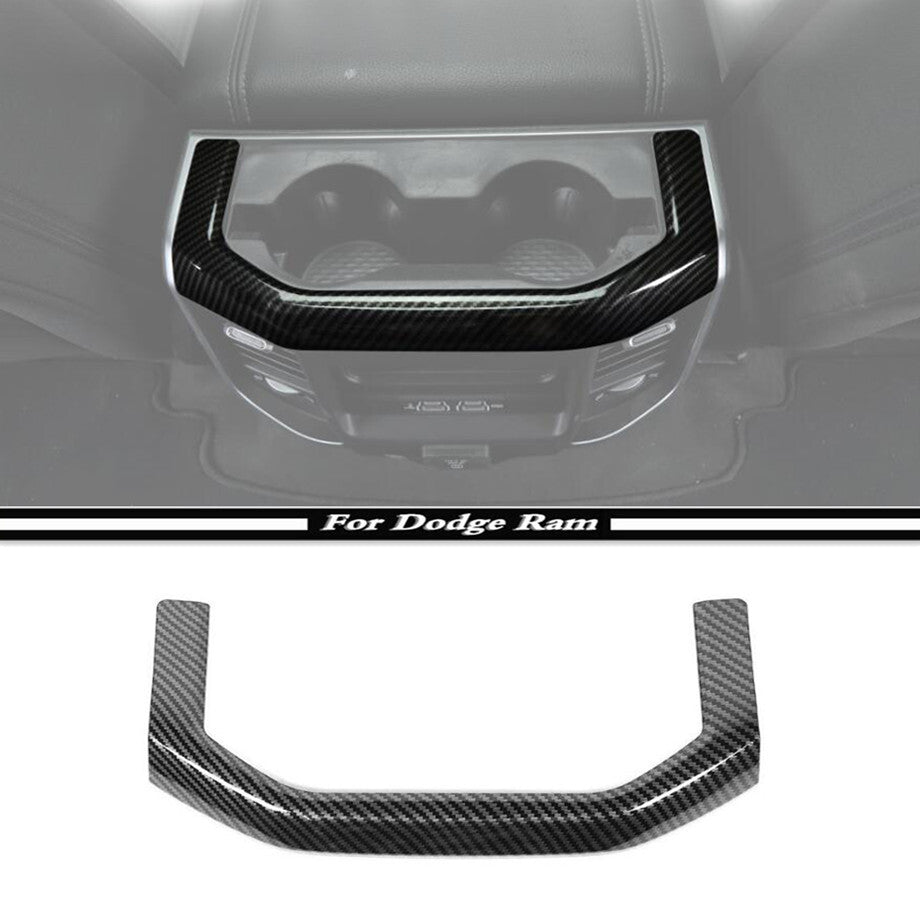 For 2019-2024 for Dodge for RAM 1500 Carbon Fiber Rear Cup Holder Panel Cover Trim Bezel v