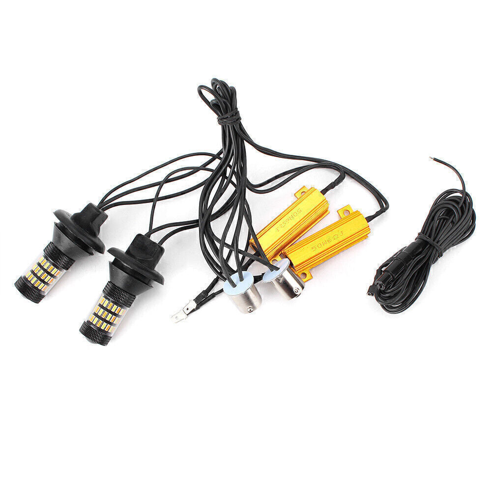 2x No Hyper Flash 1156 P21W Dual-Color Switchback Turn Signal Lights