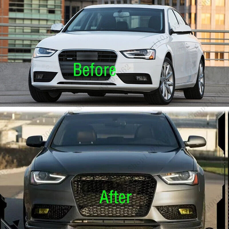 Fog Light Cover Grille Honeycomb Hood for Audi A4 B8.5 Facelift Models 2013-2016