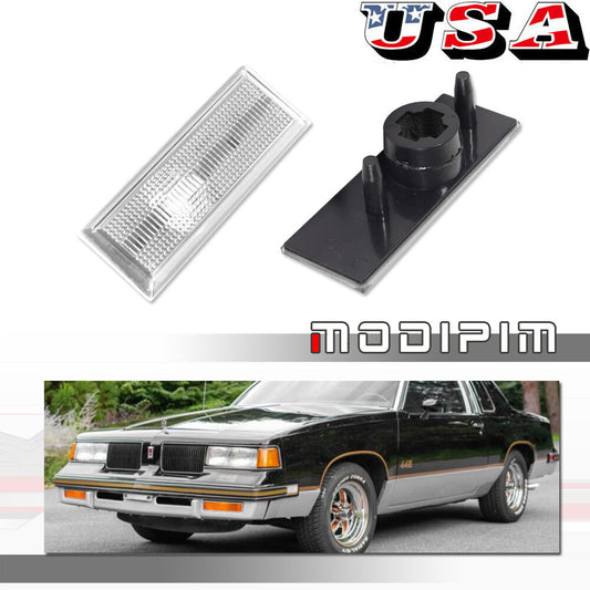 Transparent left/right front marker light housing for 81-88 for Oldsmobile Cutlass 442