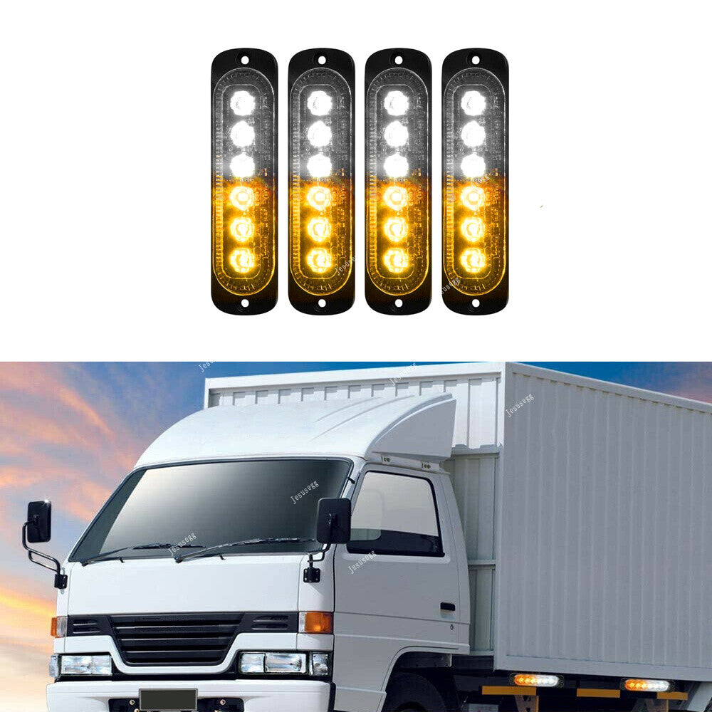 4x6LED Truck Emergency Hazard Flash Strobe Light Dash Warning Lamp Amber/White Q