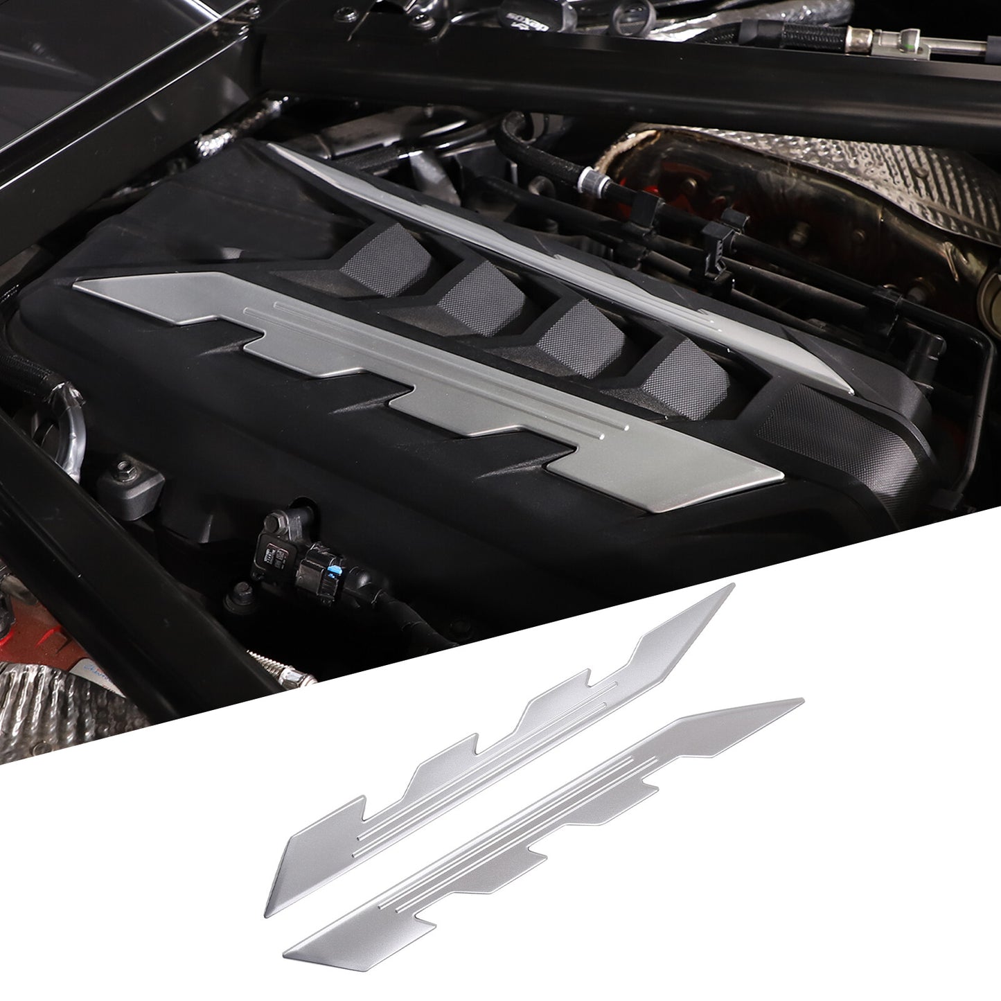 Aluminum silver engine side protection panel cover for Corvette C8 2020-23- n