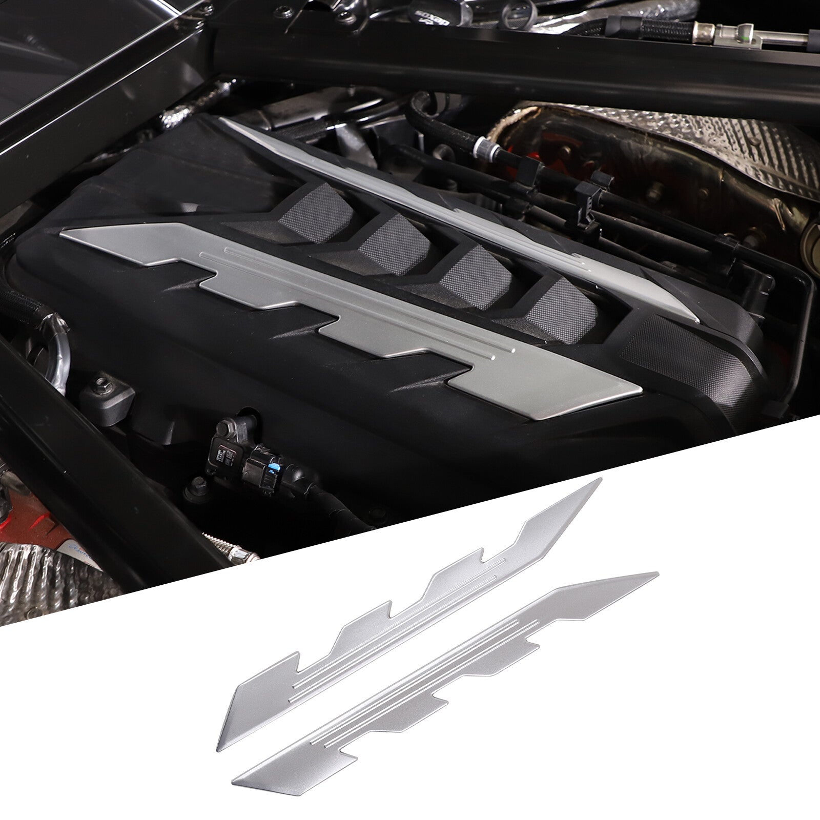 Aluminum silver engine side protection panel cover for Corvette C8 2020-23- n
