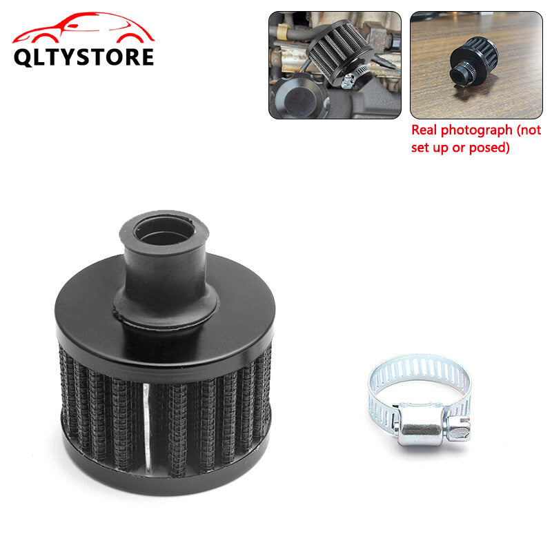 12mm Cold Air Intake Filter Car Breather Valve Cover Turbo Vent Crankcase Black Q
