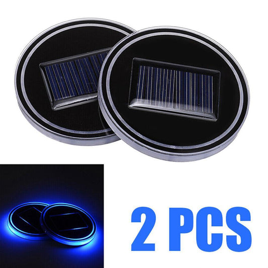 2pcs LED Solar Cup Pad Car Light Cover Interior Decoration Car Light Accessories