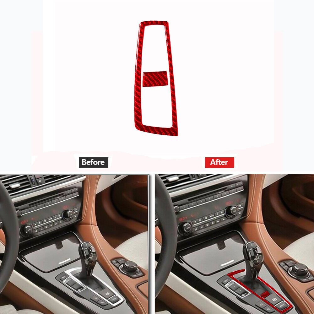 Red Carbon Fiber Transmission Surround Cover Trim for BMW 6 Series F12 F13 11-18