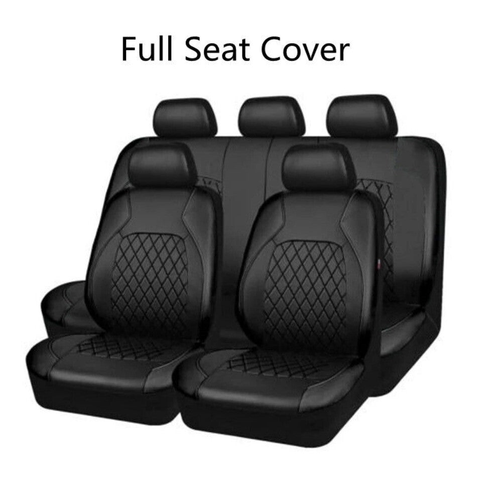 Leather 5-Sits Car for Seat Covers Front Rear Full Set Interior Cushion Black New n