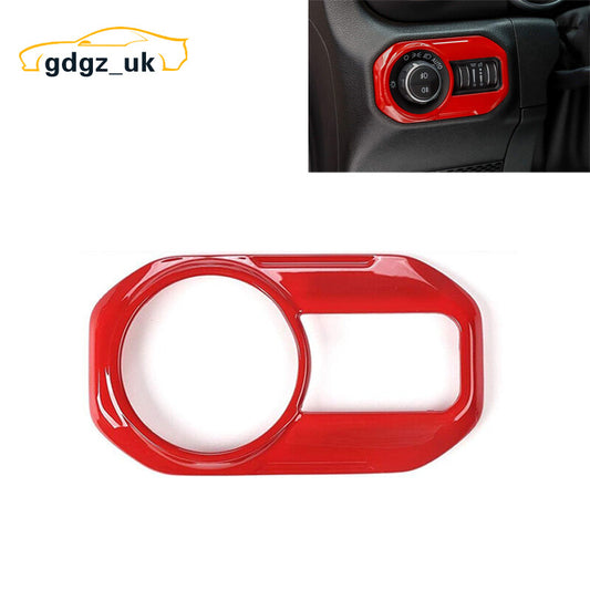 Headlight Switch Button Trim Interior Cover Red for Jeep for Wrangler JL JLU 18-24