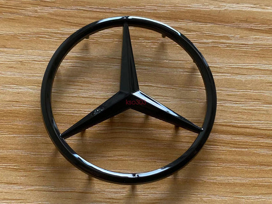 3D for Mercedes M-B w/ Pins Glossy Black Star Emblem Badge 2 52mm AMG