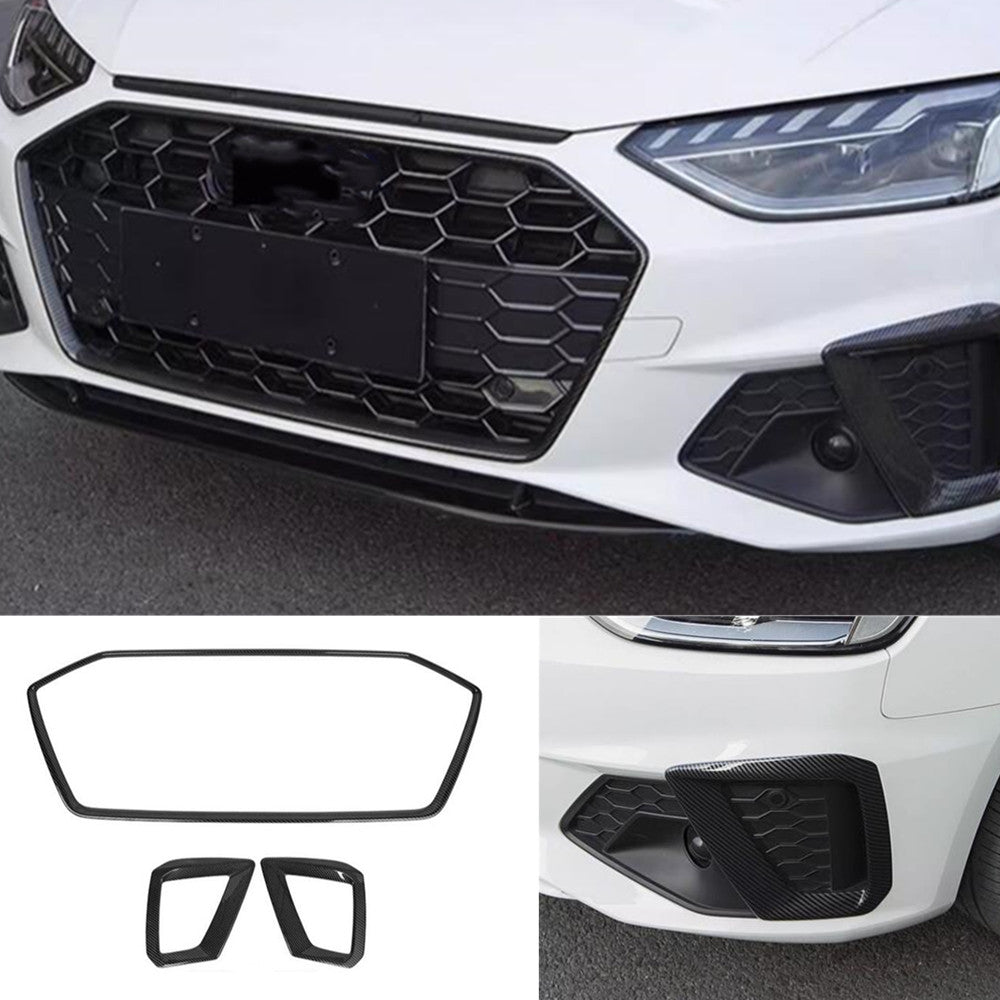 For 20-2024 23 for Audi A4/S4 B9 RS4 ABS Carbon Front Grill Fog Light Frame Trim n