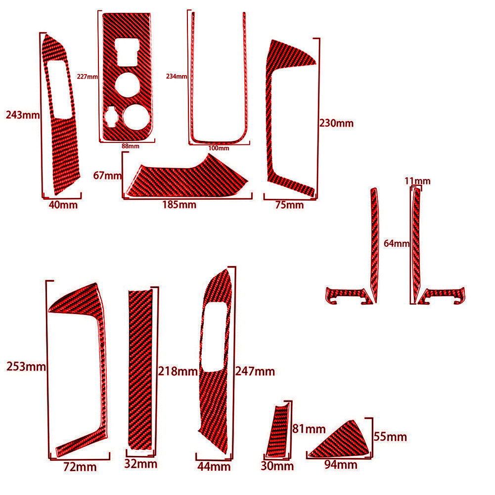 8x Red Carbon Fiber Interior Door Panel Cover Trim For Model 3/Y 2017-2022 v