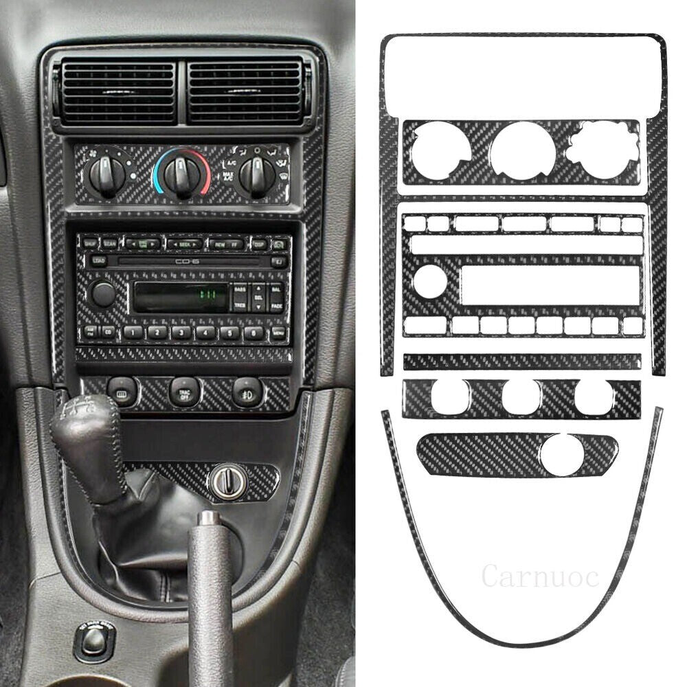 7pcs Carbon Fiber Center Cosnole Trim for Mustang Convertible 2001~2004 A. n