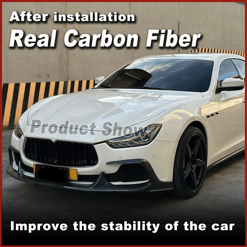 Fit for Maserati Ghibli M157 2014-16 REAL Carbon Front Bumper Chin Lip Spoiler