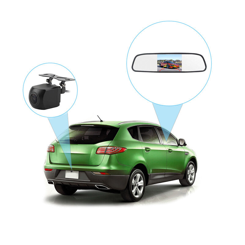 4.3-inch backup camera mirror car rearview infrared night vision parking system kit - n