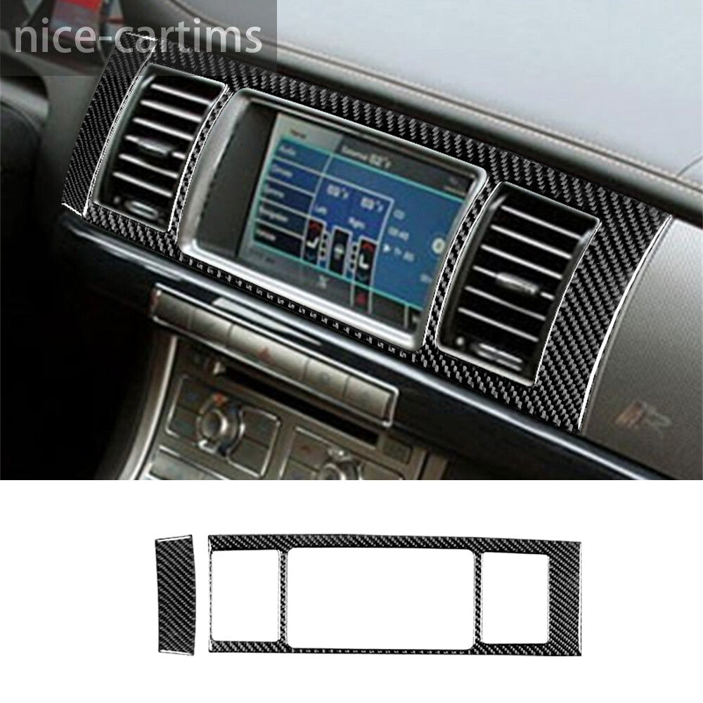 Carbon Fiber Central Control Screen Frame Panel Trim Fit for Jaguar XF 2009-2011