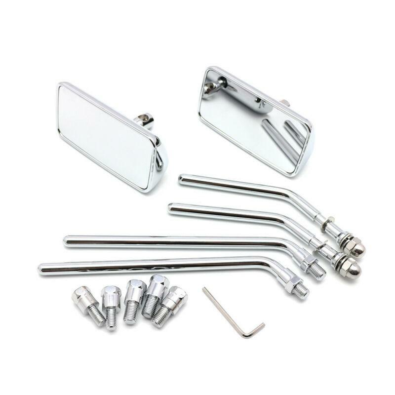 Motorcycle universal rectangular chrome rearview mirror, customizable coffee racing mirror - n