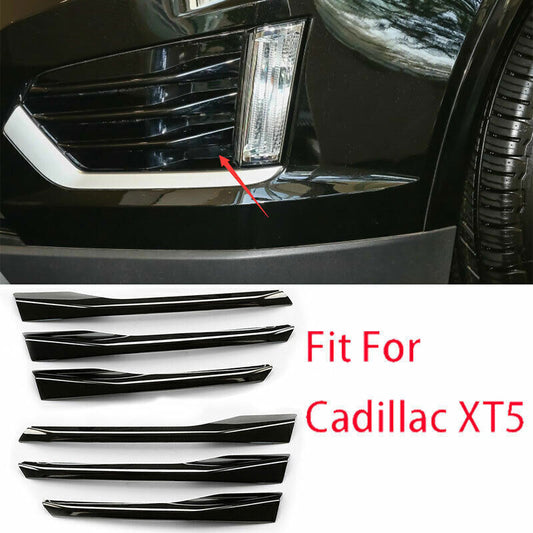 For 17-2024 for Cadillac XT5 Black Steel Front Fog Light Lamp Moulding Strip Trim 6X