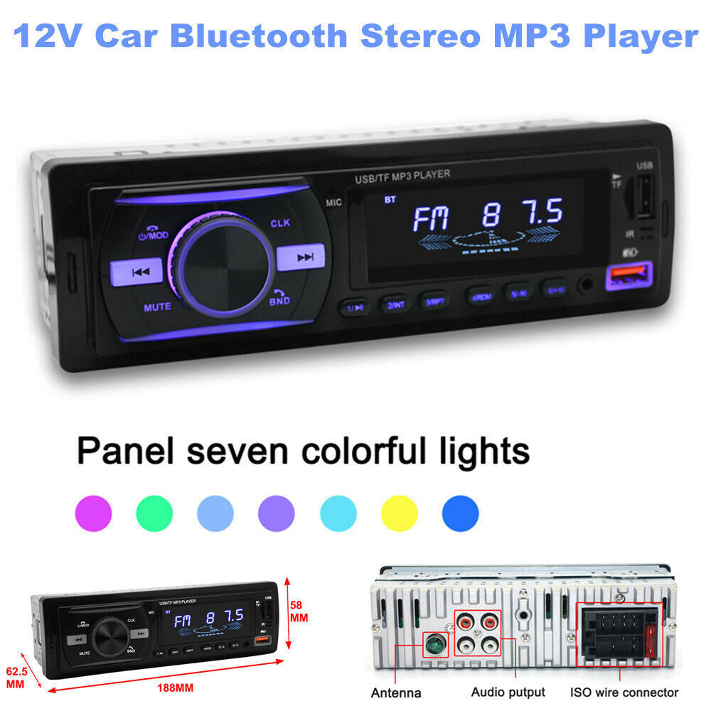 12V Bluetooth USB/FM/WAV Radio, Stereo 4-Channel MP3 Player Remote Control n