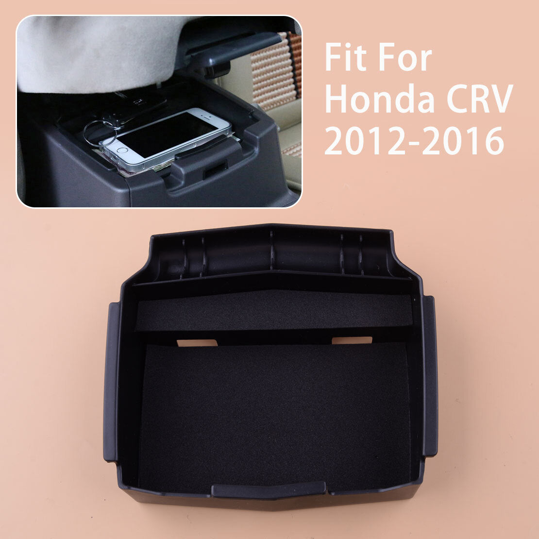 Black Center Console Armrest Storage Box Tray Fit for for Honda CRV 2012-2016 v