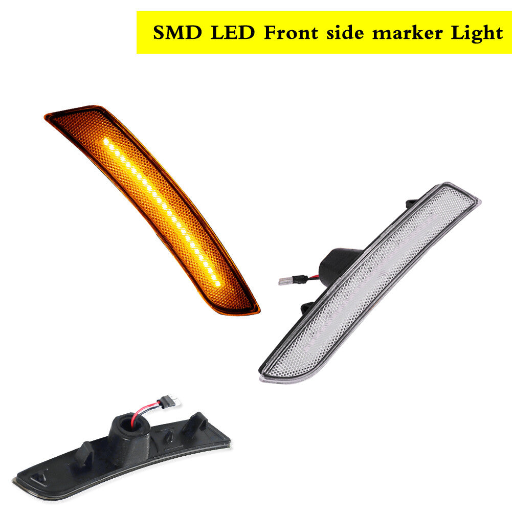 for Camaro 2016 - 2023 Clear Lens Amber LED Front Side Marker Light Kit - v