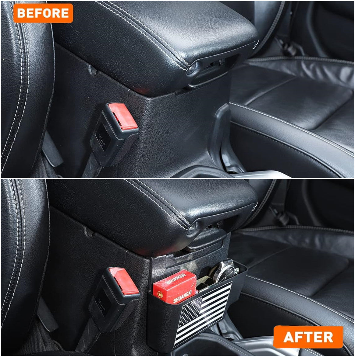 For 2018-2024 for Jeep for Wrangler Black Center Console Armrest Storage Box Organizer