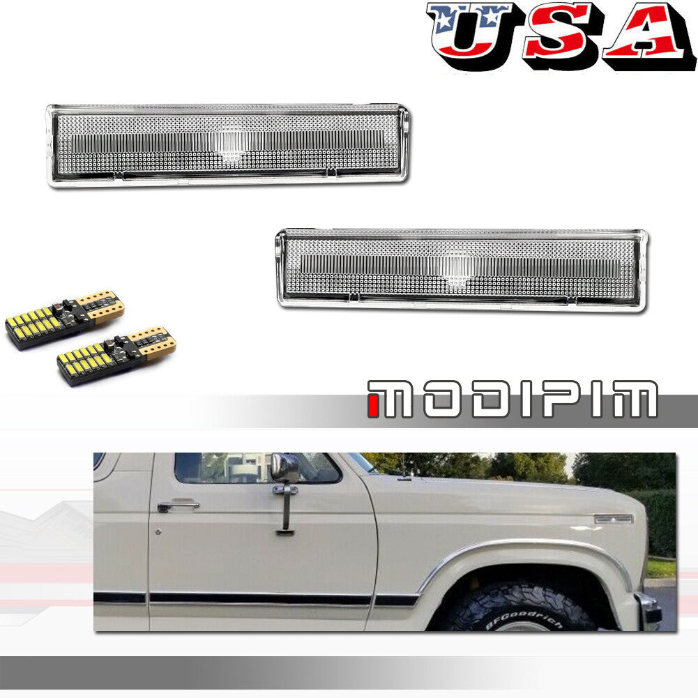 Clear Front Corner Side Marker Light Amber Bulb Fits 1980 - 1986 for F150/250/350- v