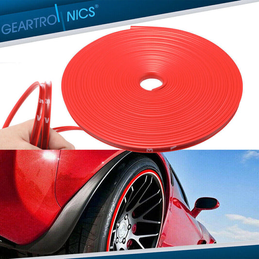 26FT Red For Car Wheel Hub Rim Trim Tire Ring Guard Rubber Strip Protector US