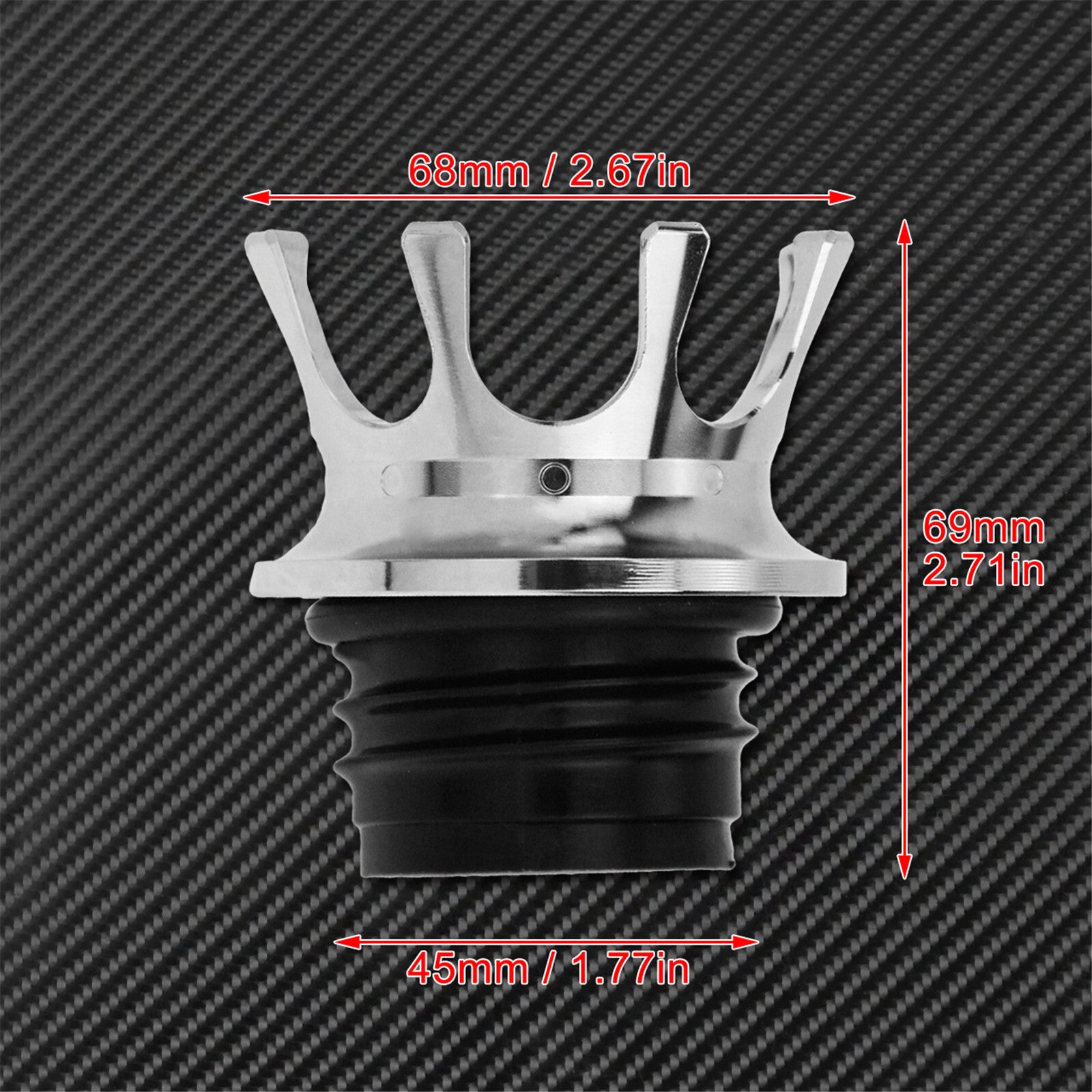 VENTED King Crown Gas Cap Fuel Tank Right-hand Thread Chrome Fit for Harley Q