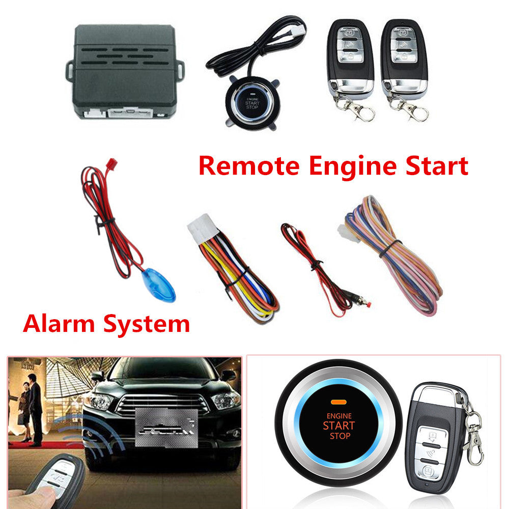 Car alarm, ignition start safety system, key engine start button remote control kit - n