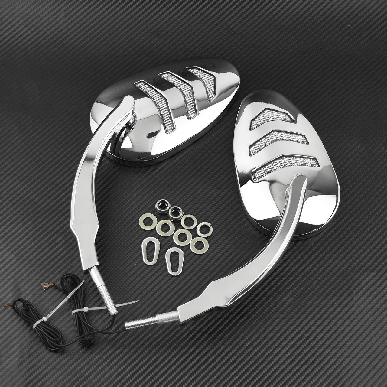 Chrome Motorcycle Mirror w/ LED Turn Signal Fit for Harley Road King 14-up Dyna Q