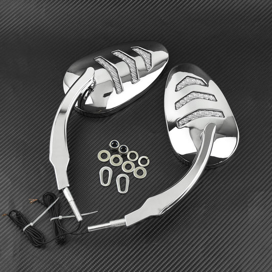 Chrome Motorcycle Mirror w/ LED Turn Signal Fit for Harley Road King 14-up Dyna Q