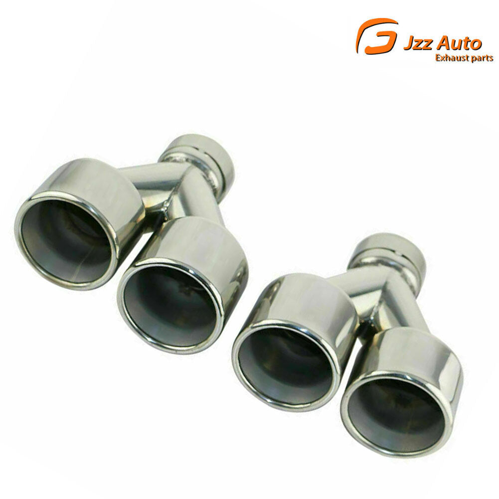 2pcs 2.5 ID 3.5'' OD Universal End Pipe Double Wall Exhaust Tips Clamp-on Tips