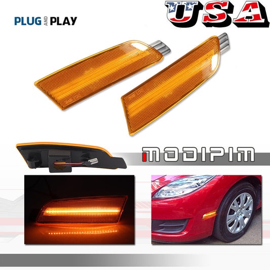 Amber lens, yellow LED light, front marker light pair suitable for 2009-2013 for Mazda 6- v