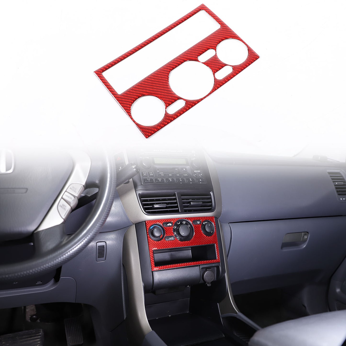 Red carbon fiber central air conditioning panel sticker for Honda Pilot 2003 - 2008 - n