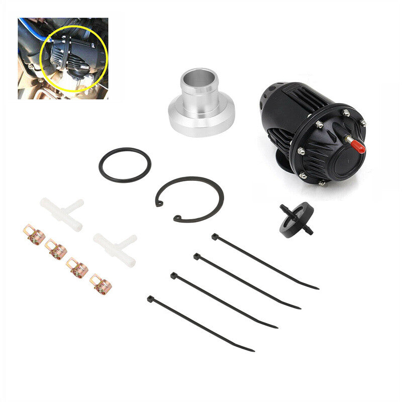 Universal Aluminum Turbo Blow Off Valve with Adapter Kit for SSQV IV SQV4 Black