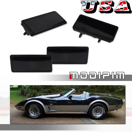 For 1974 - 1979 for Corvette C3 Smoked Lens F+R Side Marker Light Housing 4 pcs - v