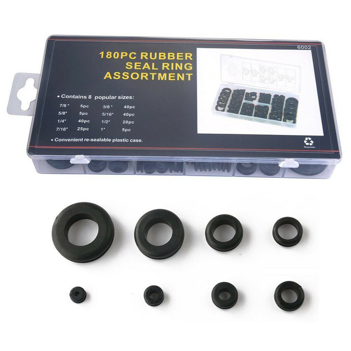 Rubber Grommet Kit Ring Assortment Set Electrical Wiring Gasket Tools 180 Pcs
