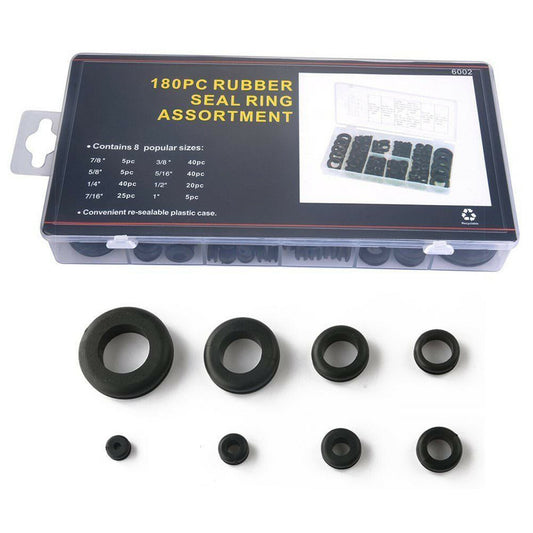Rubber Grommet Kit Ring Assortment Set Electrical Wiring Gasket Tools 180 Pcs